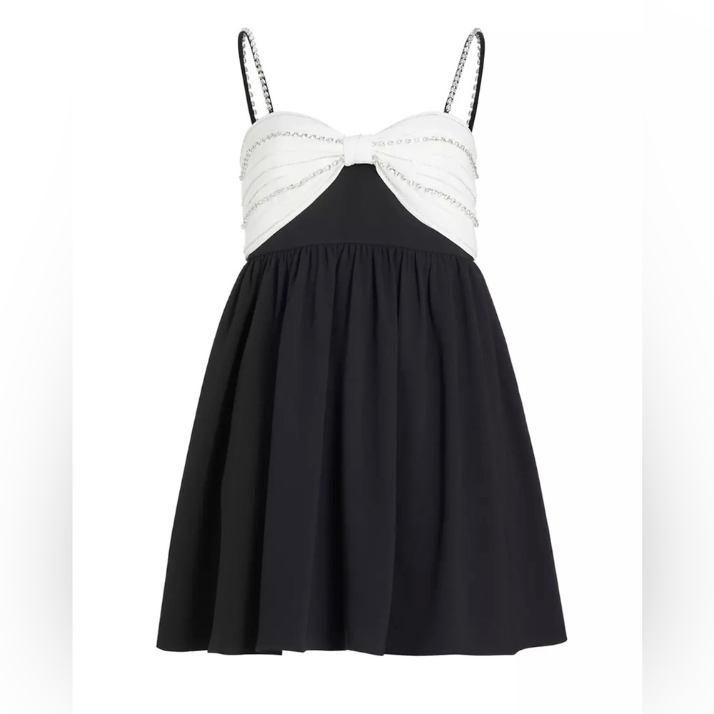 Self Portrait Embellished Two-Tone Minidress